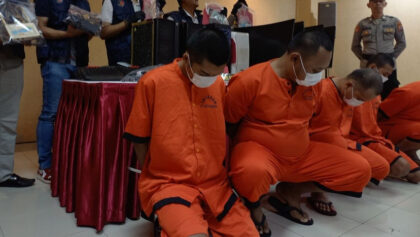 Lima tersangka pemain judi online yang diamankan Polda DIY